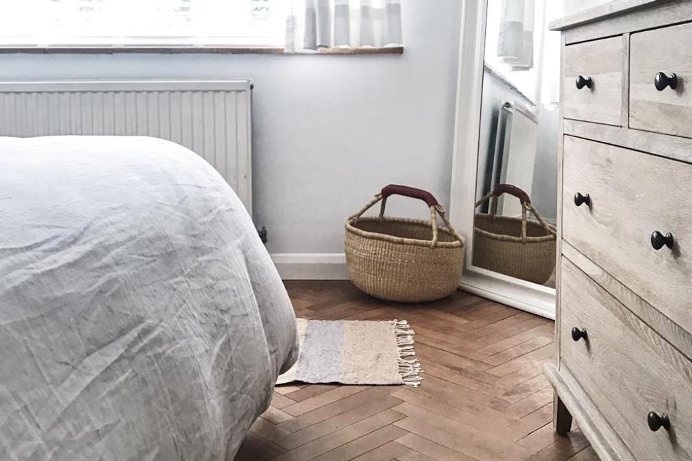 A bright white, Scandinavian chic bedroom